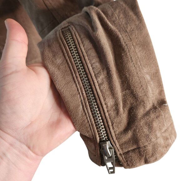 Vintage BLANKNYC Suede Moto Jacket Large Sand Brown Genuine Leather Biker Style - Picture 4 of 6